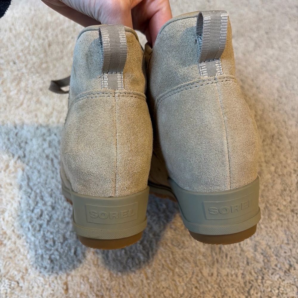 Womens Sorel Evie Sport Lace Up Sandy Tan Brown Booties Wedge Boots Size 8.5 - Picture 7 of 7